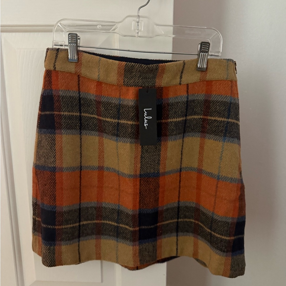 Lulu's Plaid Mini Skirt - Orange and Brown
